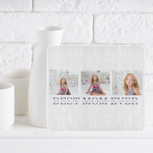 コラージュモダン写真最高のお母さん今まで紫の贈り物 カッティングボード