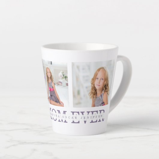 コラージュモダン写真最高のお母さん今まで紫の贈り物 カフェラテマグ (右アングル)