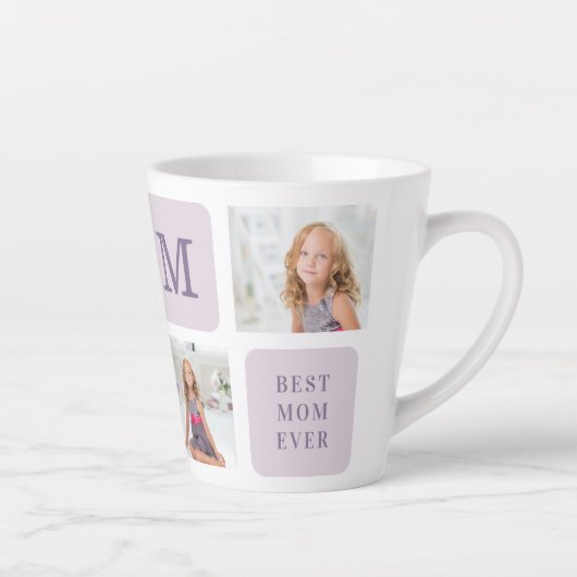 コラージュモダン写真最高のお母さん今まで紫の贈り物 カフェラテマグ (右)
