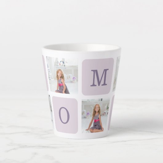 コラージュモダン写真最高のお母さん今まで紫の贈り物 カフェラテマグ (正面)