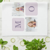 コラージュモダン写真最高のお母さん今まで紫の贈り物 キッチンタオル (折り畳み)