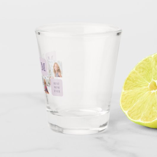 コラージュモダン写真最高のお母さん今まで紫の贈り物 ショットグラス (右)