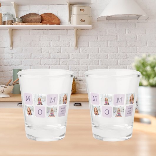 コラージュモダン写真最高のお母さん今まで紫の贈り物 ショットグラス