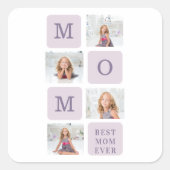コラージュモダン写真最高のお母さん今まで紫の贈り物 スクエアシール (正面)