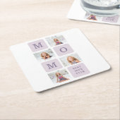 コラージュモダン写真最高のお母さん今まで紫の贈り物 スクエアペーパーコースター (アングル)