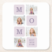 コラージュモダン写真最高のお母さん今まで紫の贈り物 スクエアペーパーコースター (正面)