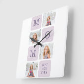 コラージュモダン写真最高のお母さん今まで紫の贈り物 スクエア壁時計 (傾斜)