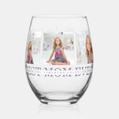 コラージュモダン写真最高のお母さん今まで紫の贈り物 ステムなしワイングラス (正面)