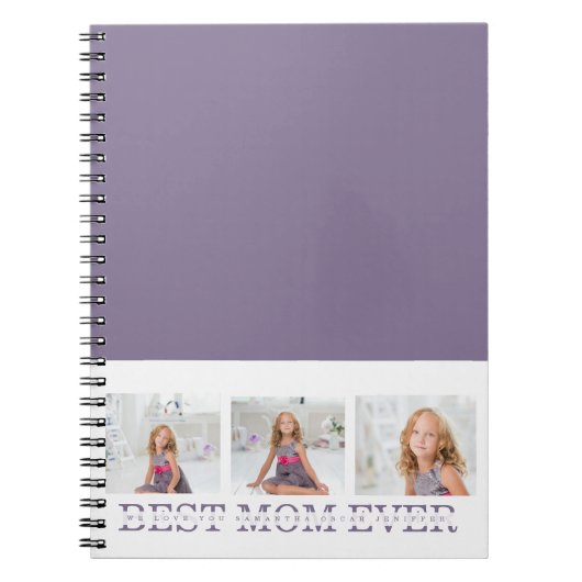 コラージュモダン写真最高のお母さん今まで紫の贈り物 ノートブック (正面)