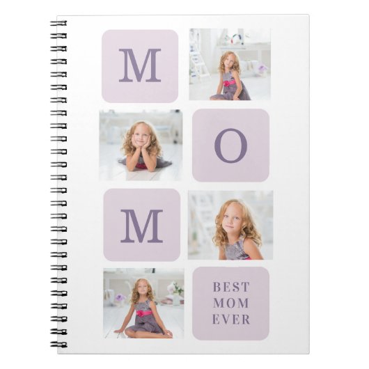 コラージュモダン写真最高のお母さん今まで紫の贈り物 ノートブック (正面)