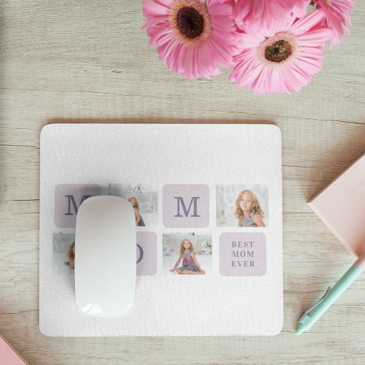 コラージュモダン写真最高のお母さん今まで紫の贈り物 マウスパッド