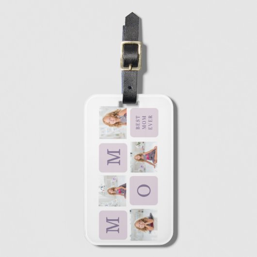 コラージュモダン写真最高のお母さん今まで紫の贈り物 ラゲッジタグ (正面縦)