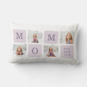 コラージュモダン写真最高のお母さん今まで紫の贈り物 ランバークッション (裏面)
