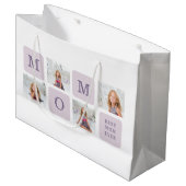 コラージュモダン写真最高のお母さん今まで紫の贈り物 ラージペーパーバッグ (正面アングル)