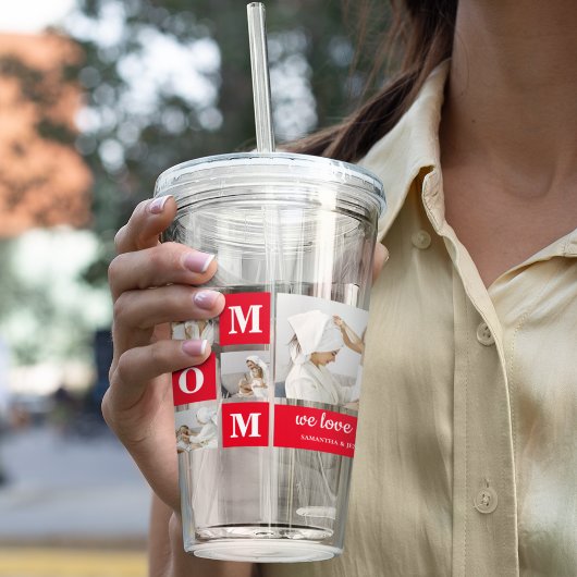 コラージュモダン写真最高のお母さん赤いギフト アクリルタンブラー