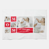 コラージュモダン写真最高のお母さん赤いギフト キッチンタオル (横)