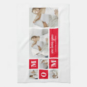 コラージュモダン写真最高のお母さん赤いギフト キッチンタオル (縦)