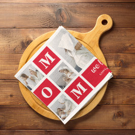 コラージュモダン写真最高のお母さん赤いギフト キッチンタオル