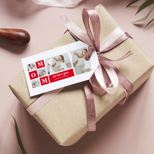 コラージュモダン写真最高のお母さん赤いギフト ギフトタグ