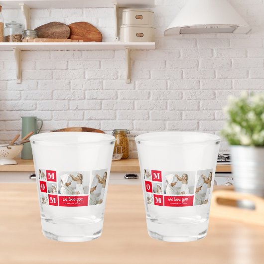 コラージュモダン写真最高のお母さん赤いギフト ショットグラス