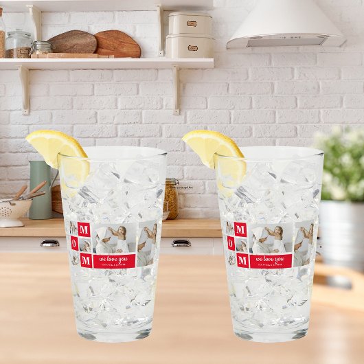 コラージュモダン写真最高のお母さん赤いギフト タンブラーグラス