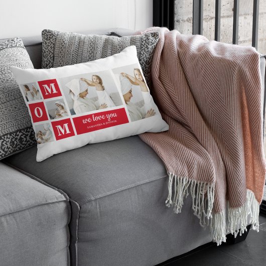 コラージュモダン写真最高のお母さん赤いギフト ランバークッション