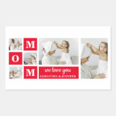 コラージュモダン写真最高のお母さん赤いギフト 長方形シール (正面)