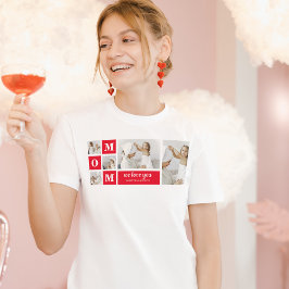 コラージュモダン写真最高のお母さん赤いギフト Tシャツ