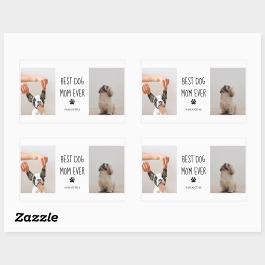 コラージュモダン写真最高の母の犬 長方形シール (シート)