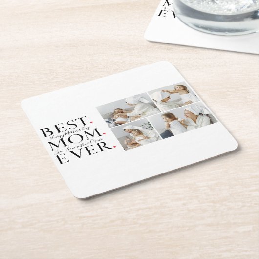 コラージュモダン写真最高の母ハッピーマザーズ・デイ スクエアペーパーコースター (アングル)