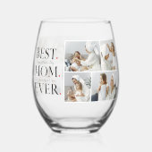 コラージュモダン写真最高の母ハッピーマザーズ・デイ ステムなしワイングラス (裏面)