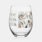コラージュモダン写真最高の母ハッピーマザーズ・デイ ステムなしワイングラス (裏面)