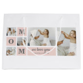 コラージュモダン写真最高のMom Ever Pink Gift ラージペーパーバッグ (正面)