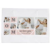 コラージュモダン写真最高のMom Ever Pink Gift ラージペーパーバッグ (裏面)