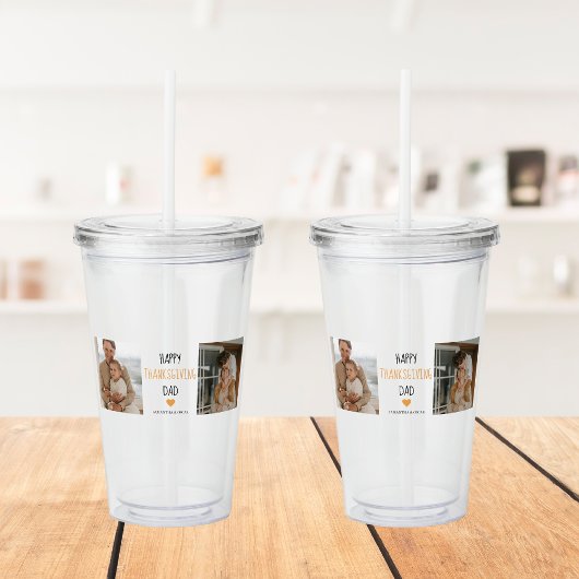 コラージュモダン写真&ハッピーサンクスギビングパパ アクリルタンブラー
