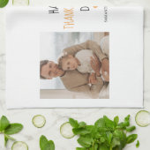 コラージュモダン写真&ハッピーサンクスギビングパパ キッチンタオル (折り畳み)