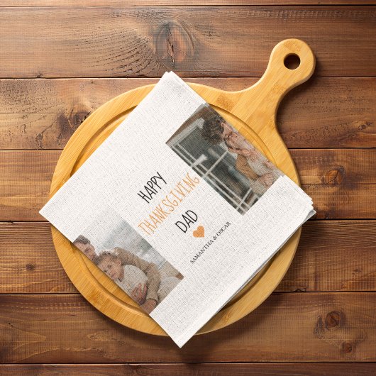 コラージュモダン写真&ハッピーサンクスギビングパパ キッチンタオル