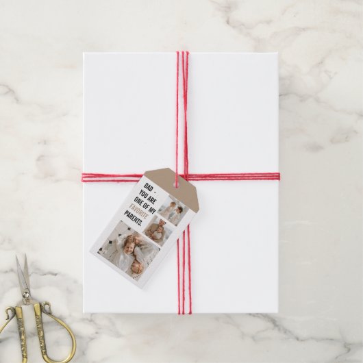 コラージュモダン写真&ハッピーファーザーズ・デイギフト ギフトタグ (より糸付き)