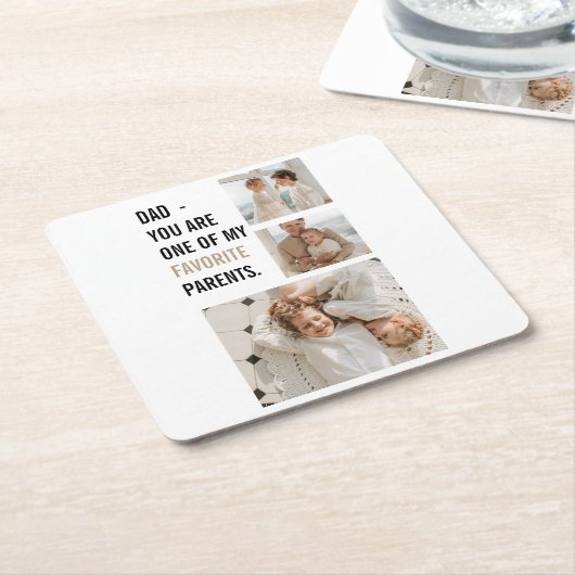 コラージュモダン写真&ハッピーファーザーズ・デイギフト スクエアペーパーコースター