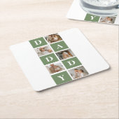コラージュモダン写真&ハッピーファーザーズ・デイギフト スクエアペーパーコースター (アングル)