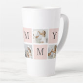 コラージュモダン写真&パステルピンクモミギフト カフェラテマグ (右アングル)