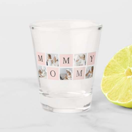 コラージュモダン写真&パステルピンクモミギフト ショットグラス (正面)