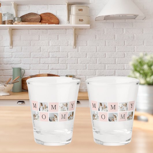 コラージュモダン写真&パステルピンクモミギフト ショットグラス