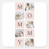 コラージュモダン写真&パステルピンクモミギフト スクエアシール (正面)