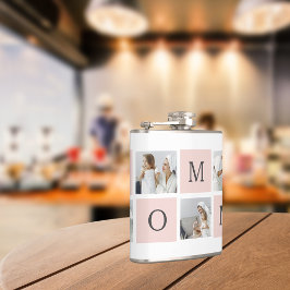 コラージュモダン写真&パステルピンクモミギフト フラスク