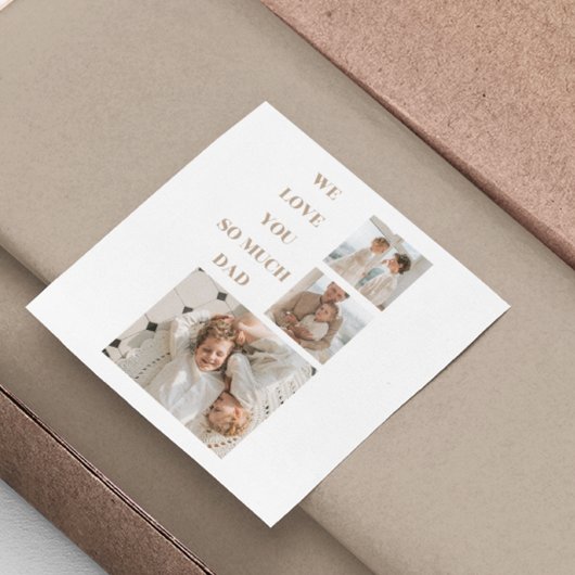 コラージュモダン写真&私たちはパパギフトを愛 スクエアシール