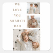 コラージュモダン写真&私たちはパパギフトを愛 スクエアシール (正面)