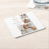 コラージュモダン写真&私たちはパパギフトを愛 スクエアペーパーコースター (アングル)