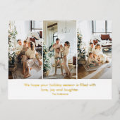 コラージュモダン3枚の写真クリスマス 箔シーズンポストカード (正面)