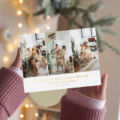 コラージュモダン3枚の写真クリスマス 箔シーズンポストカード